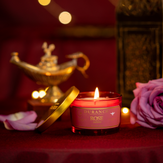 Bougie Rose Sultane avec un couvercle doré 2