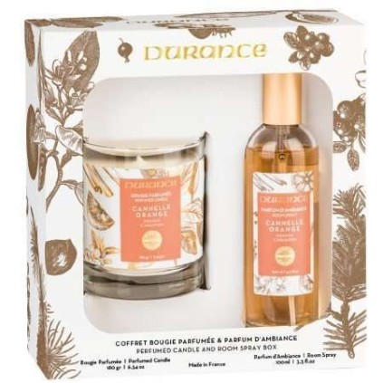 Coffret Bougie Naturelle Parfumée et Parfum d'Ambiance Cannelle Orange