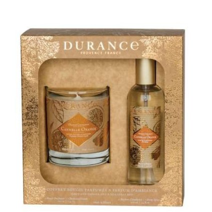 Coffret Cannelle Orange de Noel Bougie Parfumee Cire Naturelle et Parfum d'Ambiance Made in France