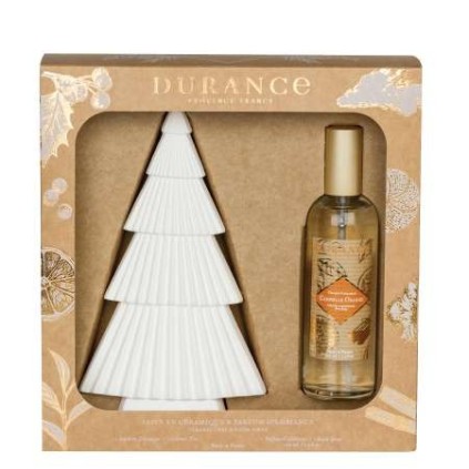 Coffret Parfum d'Ambiance et Sapin à Parfumer en Céramique Cannelle Orange