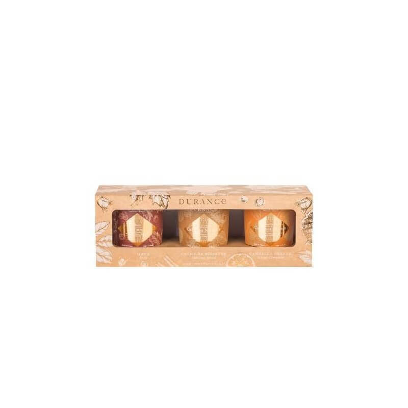 Coffret 3 Mini Bougies Parfumees Naturelles Kraft Made in France