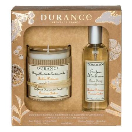 Coffret Bougie Parfumee et Parfum d'Ambiance Ambre Precieux Made in France