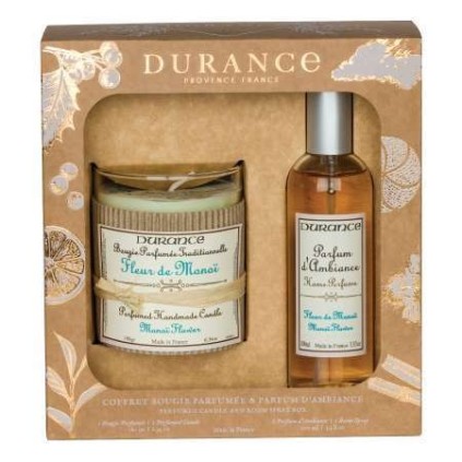Coffret Bougie Parfumée et Parfum d'Ambiance Fleur de Monoï Made in France