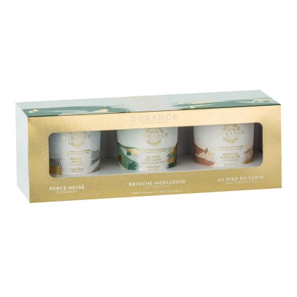 Coffret 3 Minis Bougies Naturelles (Perce Neige, Brioche Moelleuse, Au Pied du Sapin)