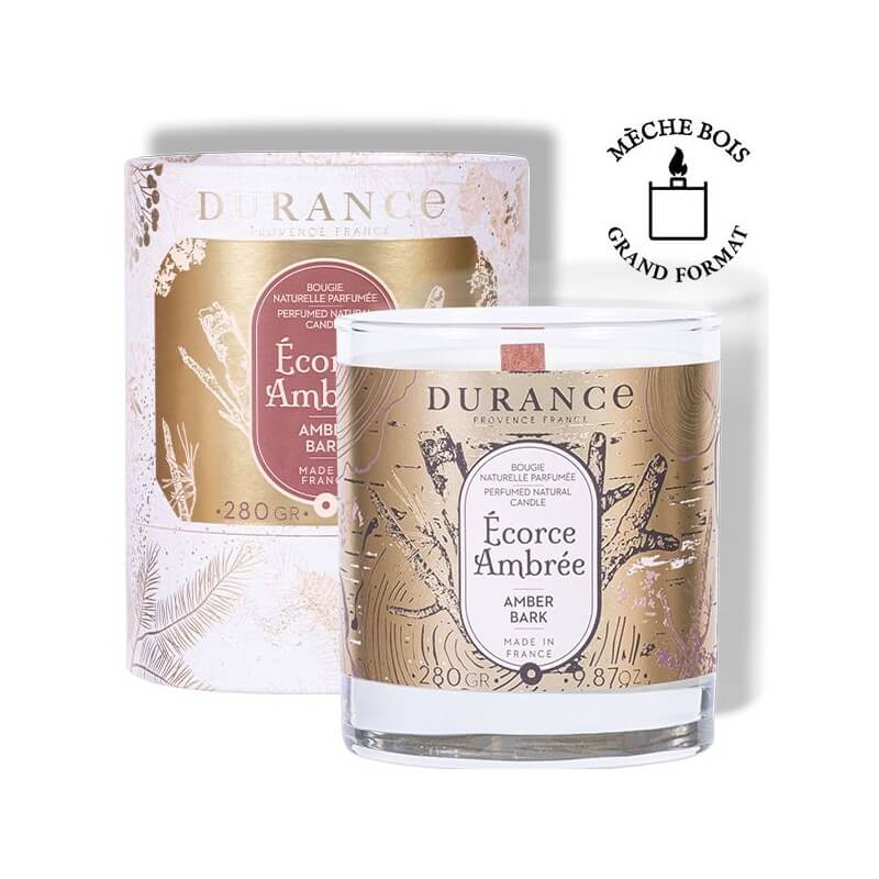 Bougie Mèche en Bois Écorce Ambrée - Durance