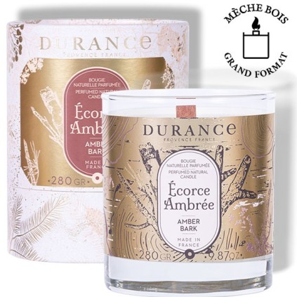 Bougie Mèche en Bois Écorce Ambrée - Durance