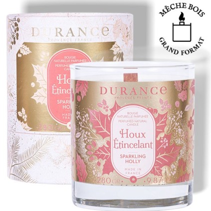 Bougie Mèche en Bois Houx Étincelant - Durance