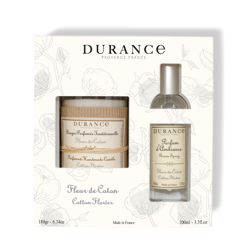 Coffret cadeau bougie parfum d'ambiance fleur de coton