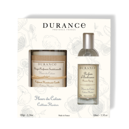 Coffret cadeau bougie parfum d'ambiance fleur de coton