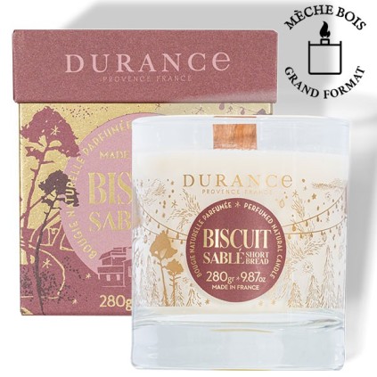 Bougie mèche en Bois Biscuit Sablé - Durance