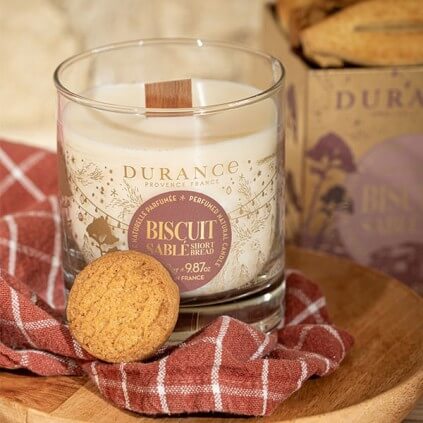 Bougie mèche en Bois Biscuit Sablé - Durance 2