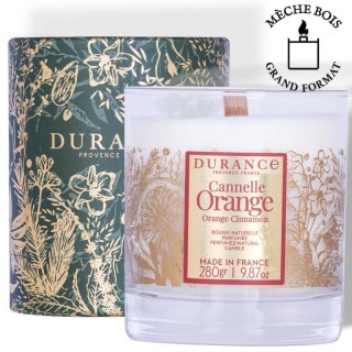 bougie mèche en bois cannelle orange