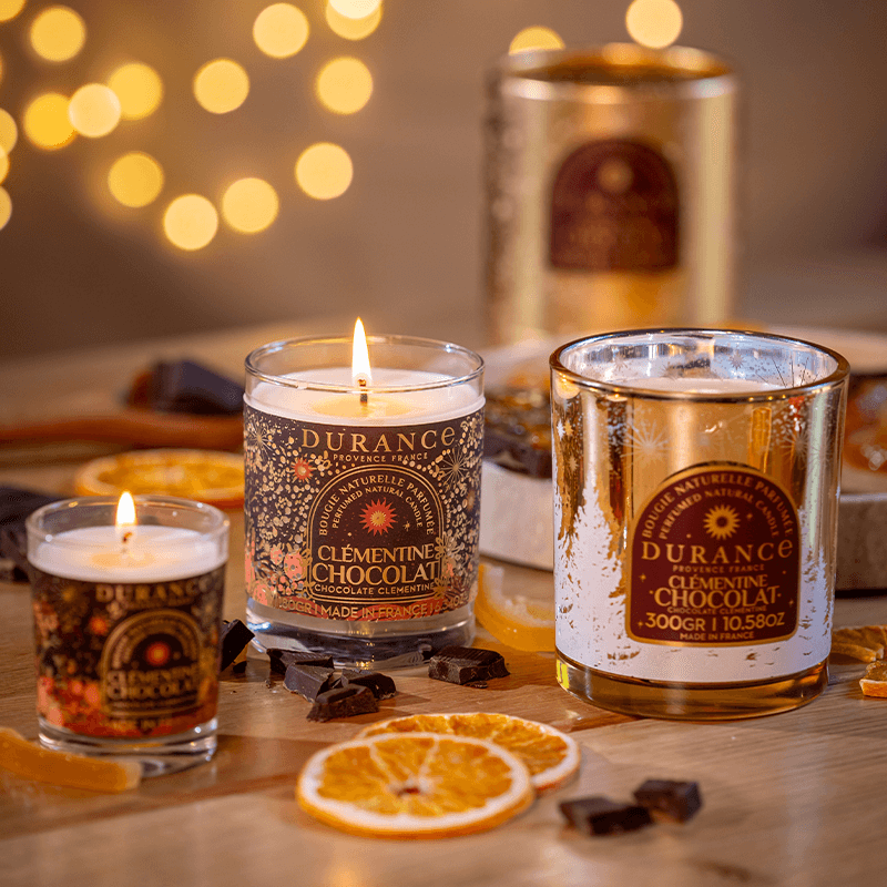 bougie de noël clémentine chocolat