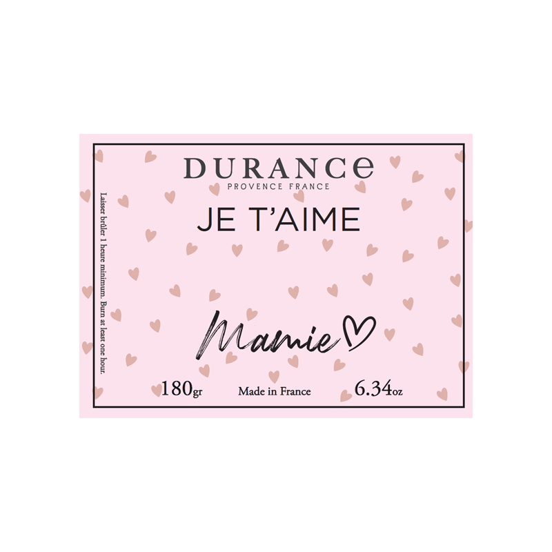 Etiquette Bougie Je t'aime Mamie